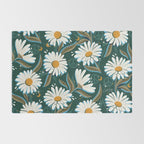 Drippy Daisy Dreamscape - White on Teal Rug Gallery Image 2