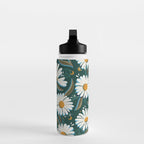Drippy Daisy Dreamscape - White on Teal Water Bottle Gallery Image 3