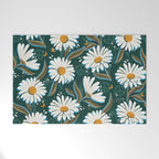 Drippy Daisy Dreamscape - White on Teal Welcome Mat Gallery Image 1