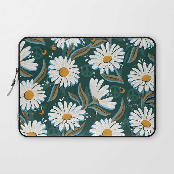 Drippy Daisy Dreamscape - White on Teal Laptop Sleeve Gallery Image 1