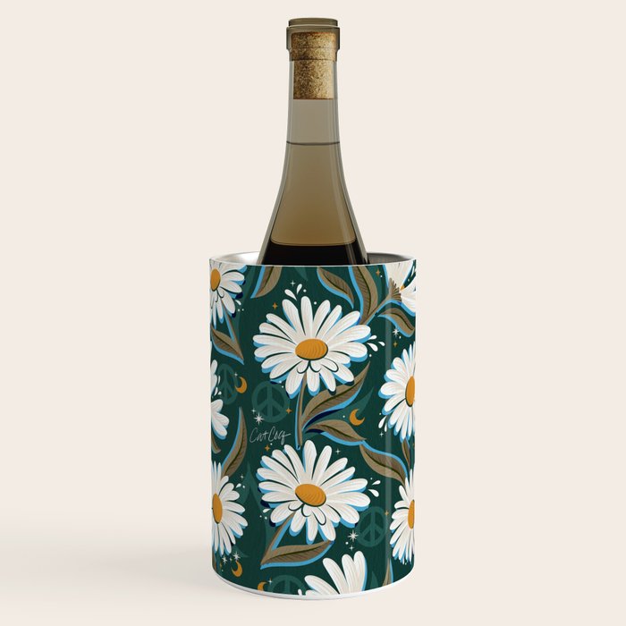 Drippy Daisy Dreamscape - White on Teal Wine Chiller Gallery Image 3