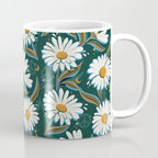 Drippy Daisy Dreamscape - White on Teal Coffee Mug Gallery Image 1