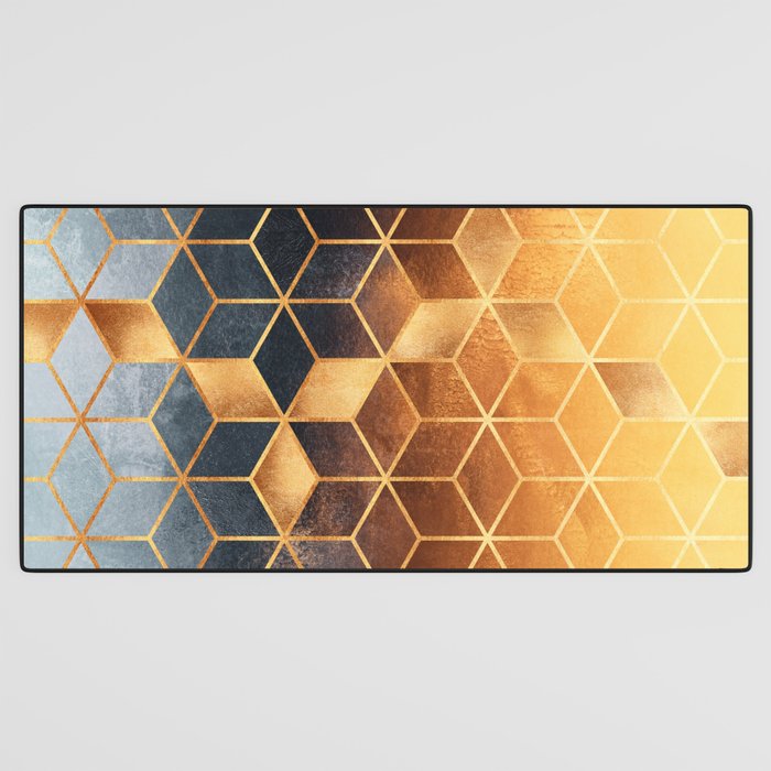 Golden Gradient Cubes Desk Mat Gallery Image 3