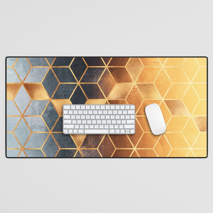 Golden Gradient Cubes Desk Mat Gallery Image 1