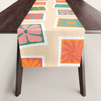 Vintage flower postage stamp pattern Table Runner Gallery Image 1