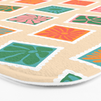 Vintage flower postage stamp pattern Bath Mat Gallery Image 3