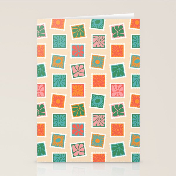 Vintage flower postage stamp pattern Stationery Card Gallery Image 2