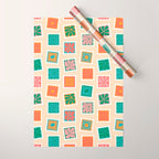 Vintage flower postage stamp pattern Wrapping Paper Gallery Image 1