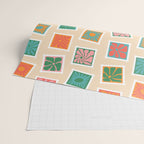 Vintage flower postage stamp pattern Wrapping Paper Gallery Image 2
