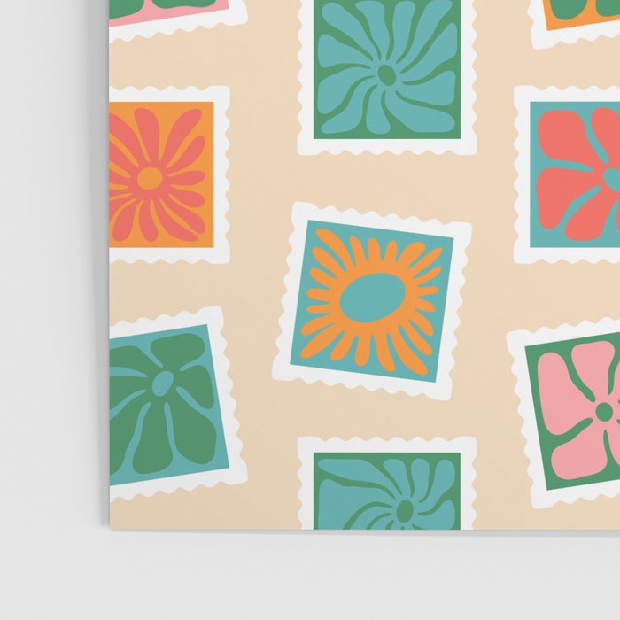 Vintage flower postage stamp pattern Poster Gallery Image 3