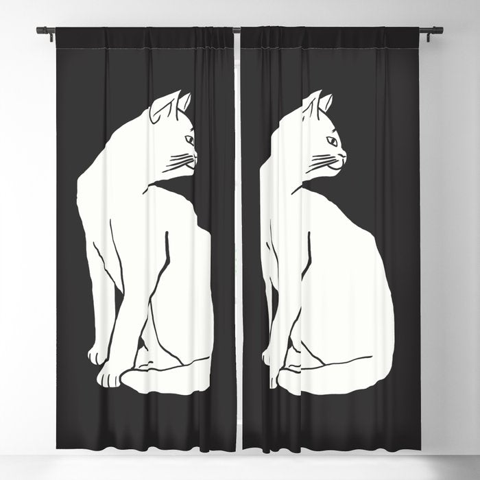 White Cat On Black Window Curtain Gallery Image 5