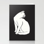 White Cat On Black Stationery Card Gallery Image 2