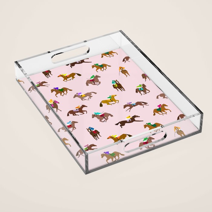 Off to the Horse Races (Pink) Acrylic Tray Gallery Image 1