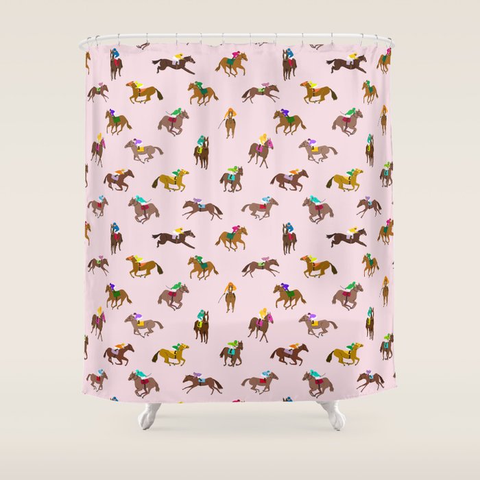 Off to the Horse Races (Pink) Shower Curtain Gallery Image 1