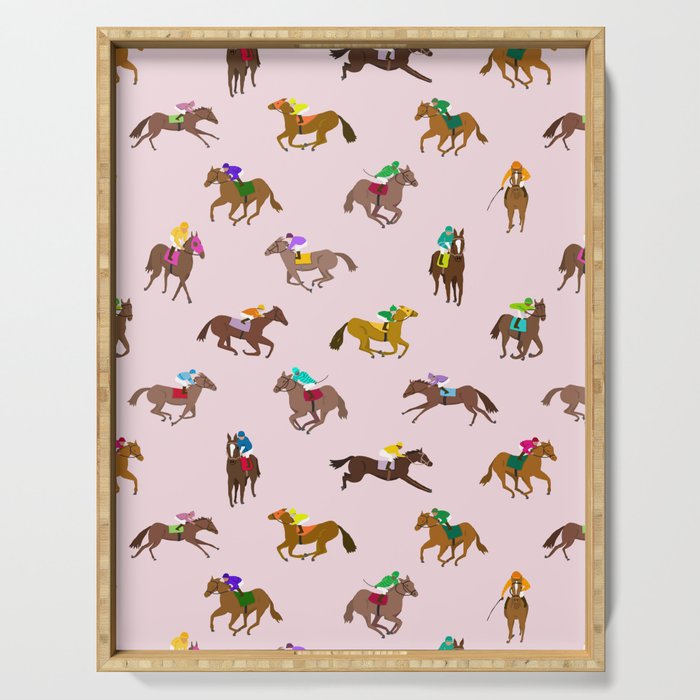 Off to the Horse Races (Pink) Serving Tray Gallery Image 1