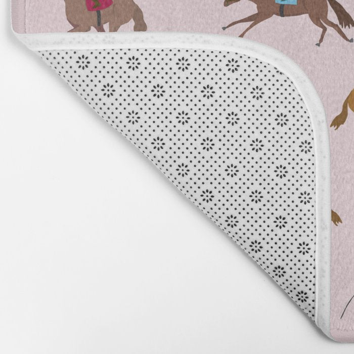 Off to the Horse Races (Pink) Bath Mat Gallery Image 2