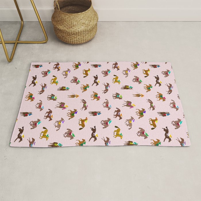 Off to the Horse Races (Pink) Rug Gallery Image 1