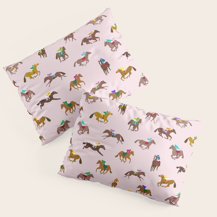Off to the Horse Races (Pink) Pillow Sham Gallery Image 3