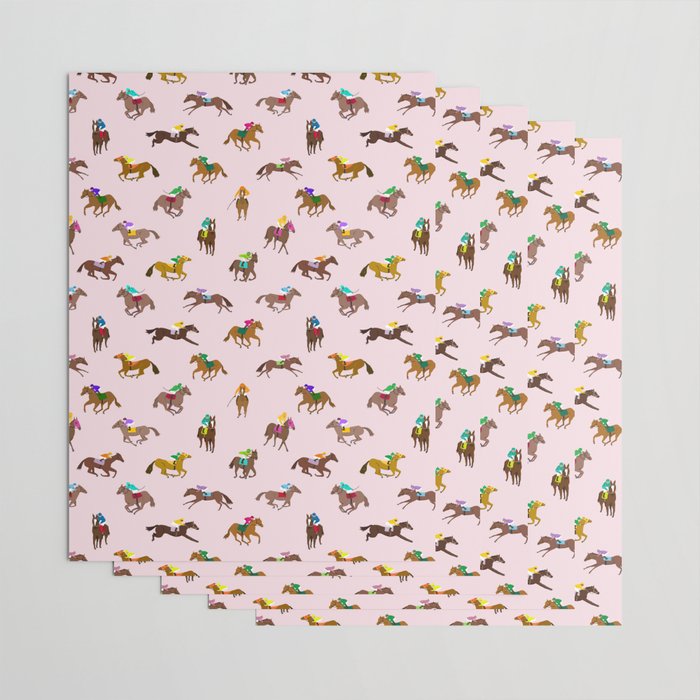 Off to the Horse Races (Pink) Wrapping Paper Gallery Image 3