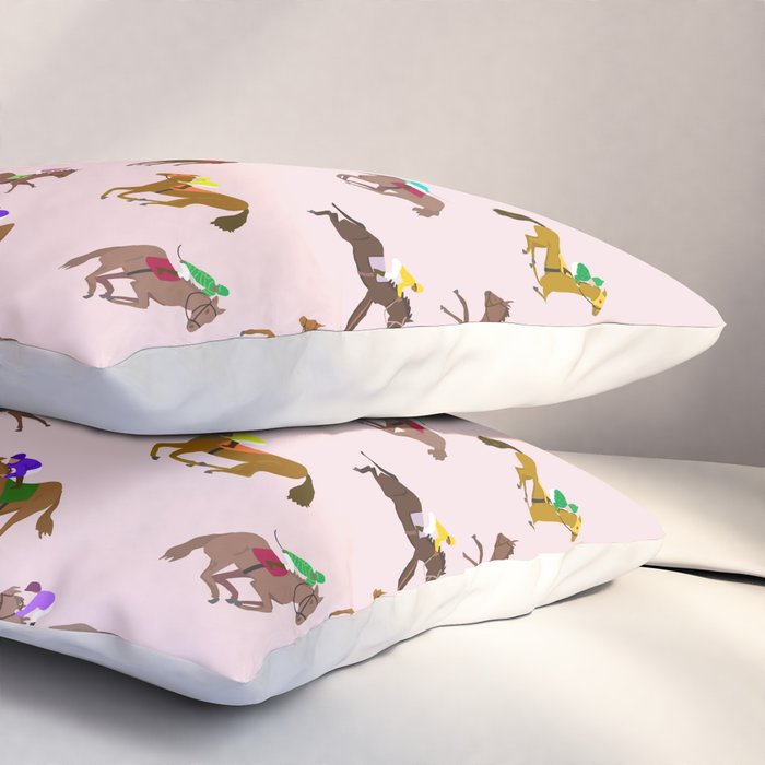 Off to the Horse Races (Pink) Pillow Sham Gallery Image 3