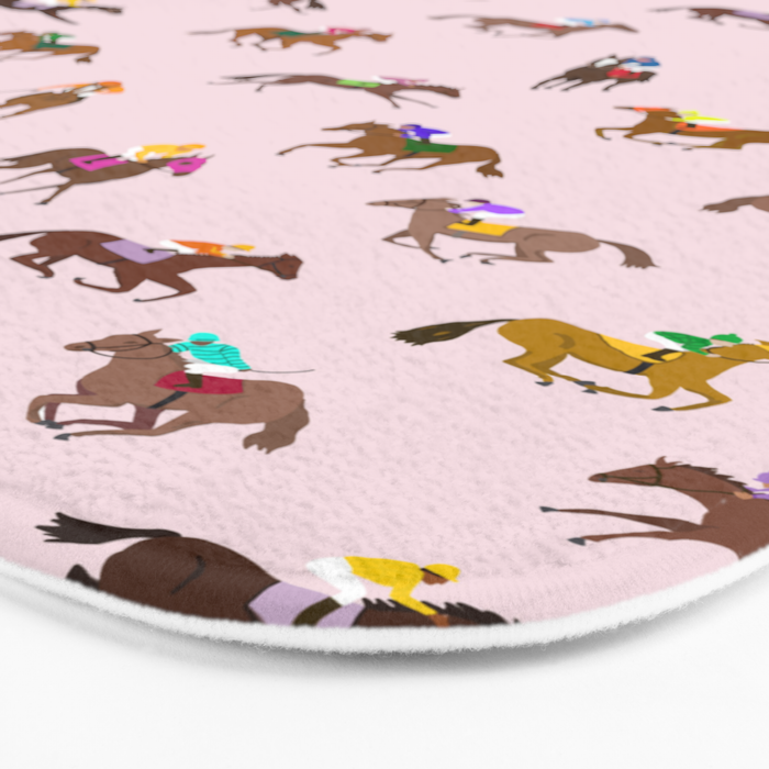 Off to the Horse Races (Pink) Bath Mat Gallery Image 3
