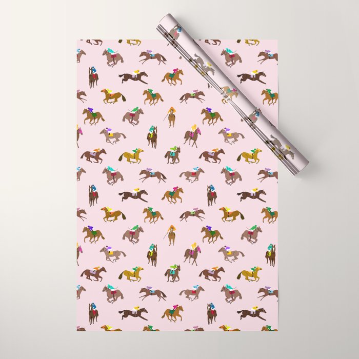 Off to the Horse Races (Pink) Wrapping Paper Gallery Image 1