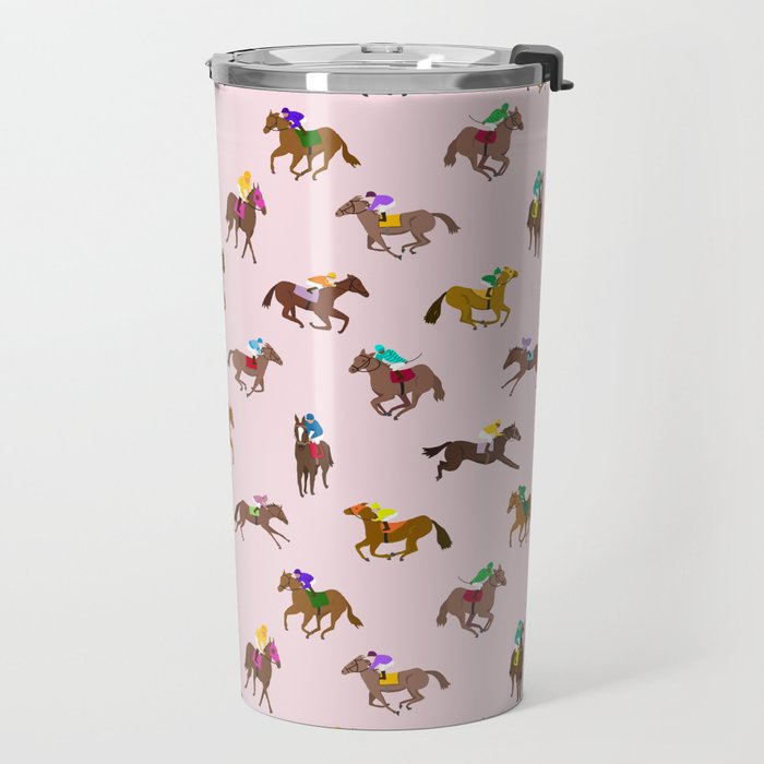 Off to the Horse Races (Pink) Travel Mug Gallery Image 2