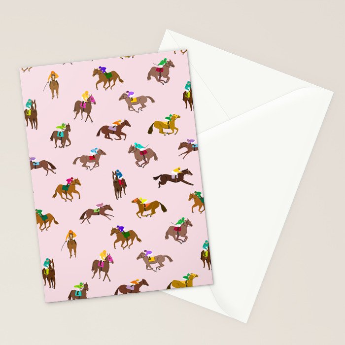 Off to the Horse Races (Pink) Stationery Card Gallery Image 2