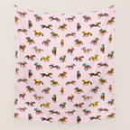 Off to the Horse Races (Pink) Wall Tapestry Gallery Image 4