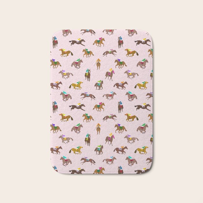 Off to the Horse Races (Pink) Bath Mat Gallery Image 1