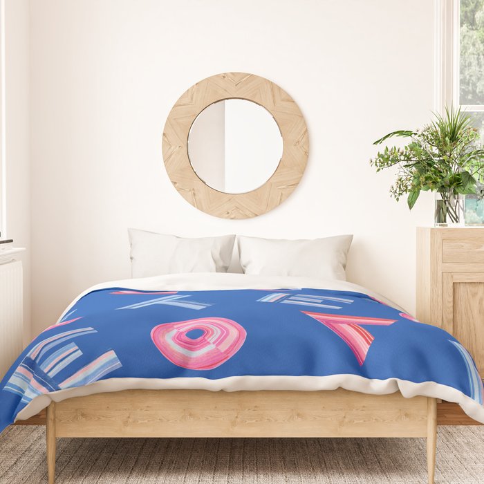 Cast Your Vote | Hand-Lettered Pattern in Blue Duvet Cover Gallery Image 3