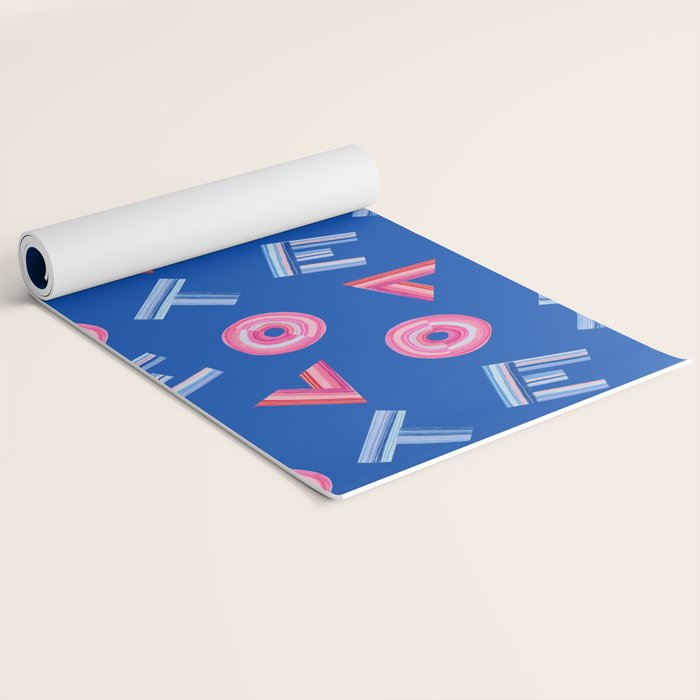 Cast Your Vote | Hand-Lettered Pattern in Blue Yoga Mat Gallery Image 2
