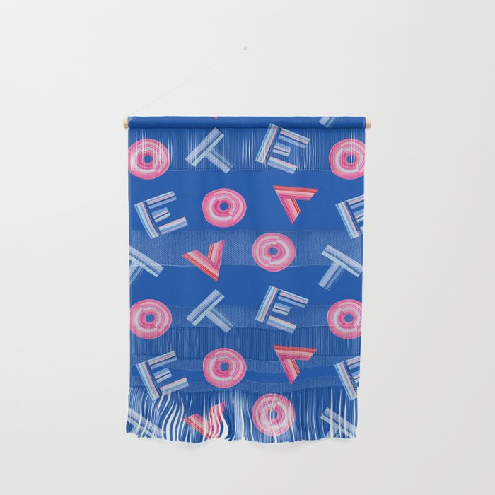 Cast Your Vote | Hand-Lettered Pattern in Blue Wall Hanging Gallery Image 1