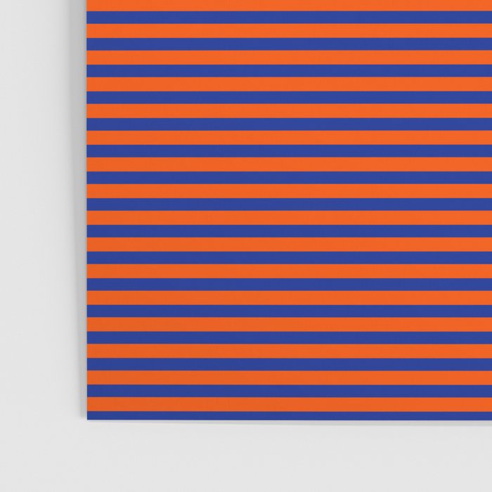 Ultra Fine Stripe Narrow Pinstripe Pattern in Bold Blue and Orange Poster Gallery Image 3