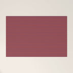 Ultra Fine Stripe Narrow Pinstripe Pattern in Bold Blue and Orange Welcome Mat Gallery Image 1