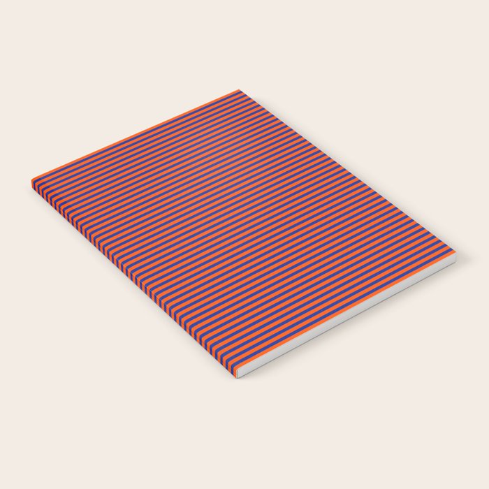 Ultra Fine Stripe Narrow Pinstripe Pattern in Bold Blue and Orange Notebook Gallery Image 2