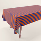 Ultra Fine Stripe Narrow Pinstripe Pattern in Bold Blue and Orange Tablecloth Gallery Image 1