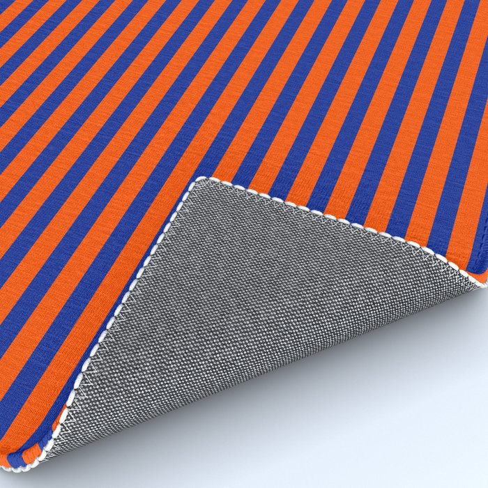 Ultra Fine Stripe Narrow Pinstripe Pattern in Bold Blue and Orange Rug Gallery Image 4