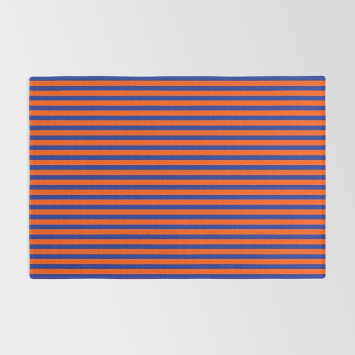 Ultra Fine Stripe Narrow Pinstripe Pattern in Bold Blue and Orange Rug Gallery Image 2