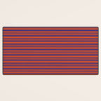 Ultra Fine Stripe Narrow Pinstripe Pattern in Bold Blue and Orange Desk Mat Gallery Image 3