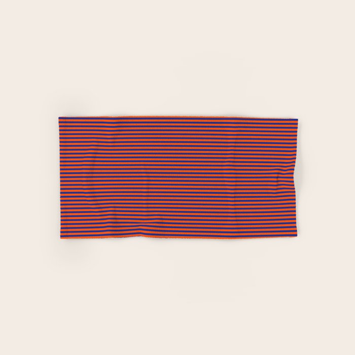 Ultra Fine Stripe Narrow Pinstripe Pattern in Bold Blue and Orange Bath Towel Gallery Image 1