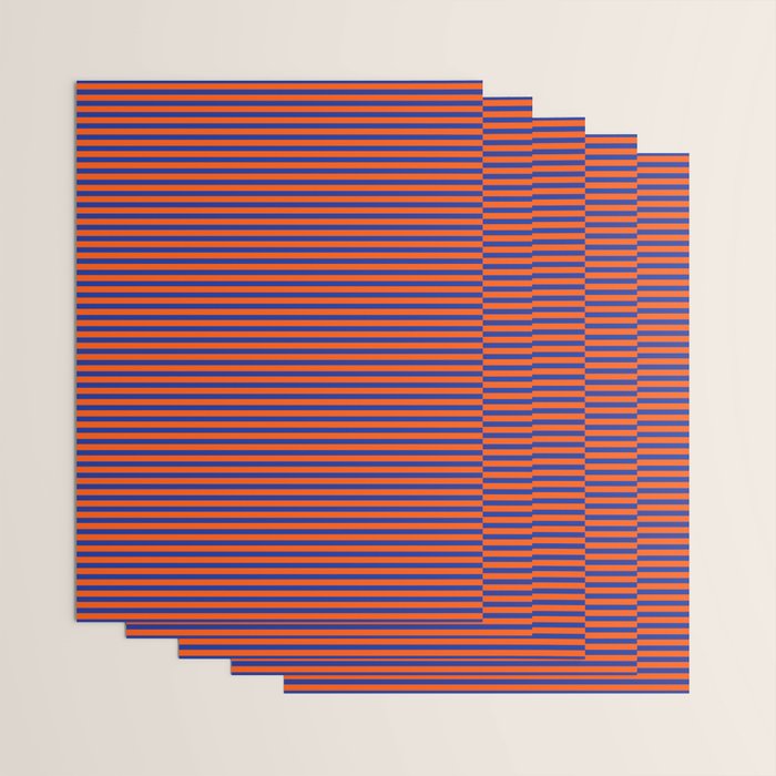 Ultra Fine Stripe Narrow Pinstripe Pattern in Bold Blue and Orange Wrapping Paper Gallery Image 3