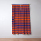 Ultra Fine Stripe Narrow Pinstripe Pattern in Bold Blue and Orange Window Curtain Gallery Image 3