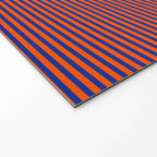 Ultra Fine Stripe Narrow Pinstripe Pattern in Bold Blue and Orange Welcome Mat Gallery Image 2