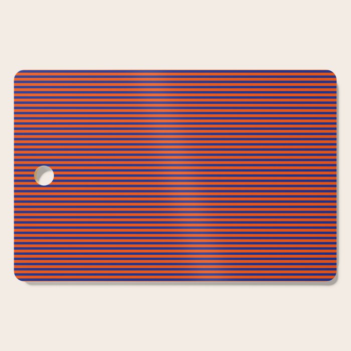 Ultra Fine Stripe Narrow Pinstripe Pattern in Bold Blue and Orange Cutting Board Gallery Image 1