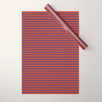 Ultra Fine Stripe Narrow Pinstripe Pattern in Bold Blue and Orange Wrapping Paper Gallery Image 1