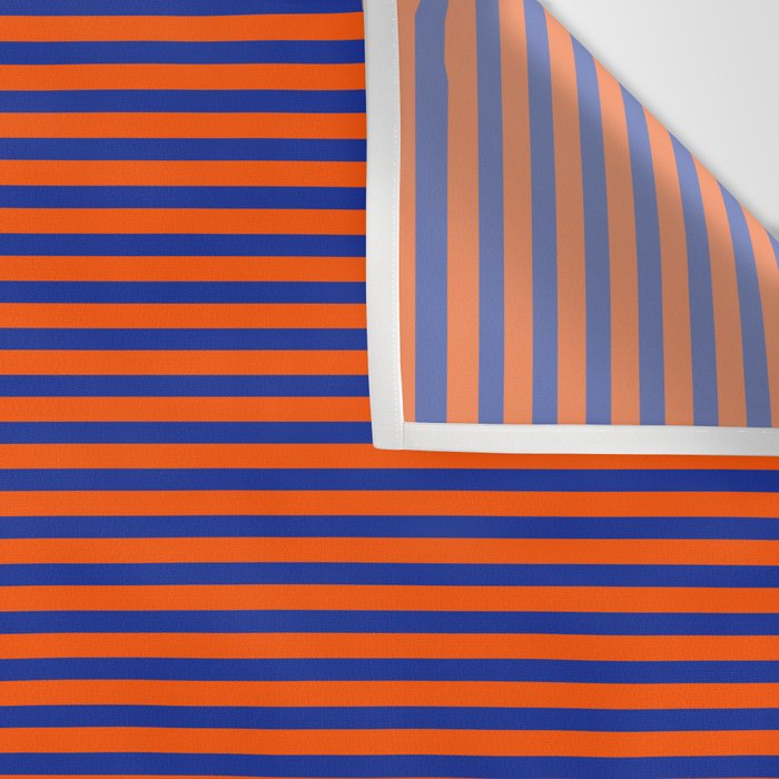 Ultra Fine Stripe Narrow Pinstripe Pattern in Bold Blue and Orange Wall Tapestry Gallery Image 3