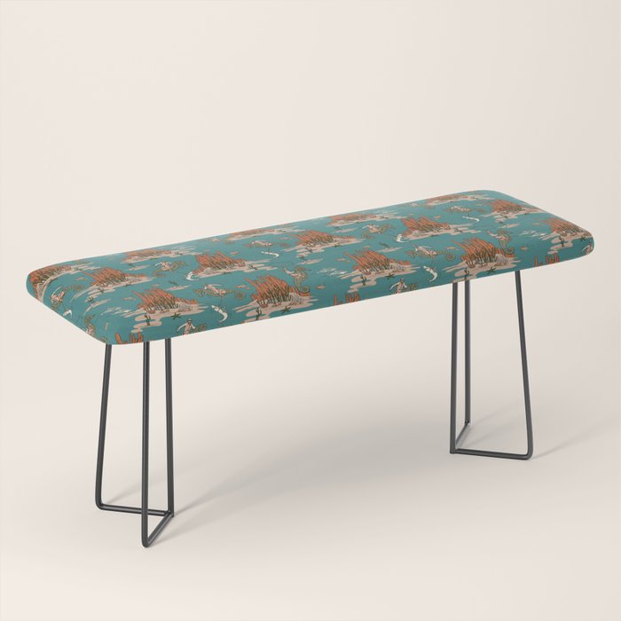 Quirky Western Cowboys on Seahorses Roping Sharks Bench Gallery Image 1