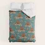 Quirky Western Cowboys on Seahorses Roping Sharks Duvet Cover Gallery Image 6