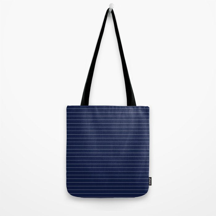 Navy Blue Pinstripe Line Stripe Minimalist Stripes Lines Drawing Tote Bag Gallery Image 2